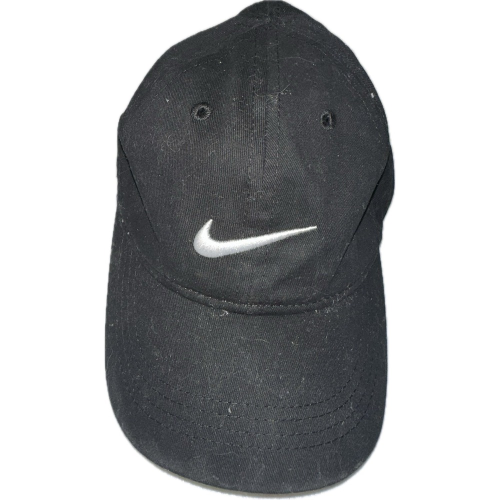 Nike Hat Cap Boys Strap Back Black White Logo Tennis Cotton Casual Youth Child